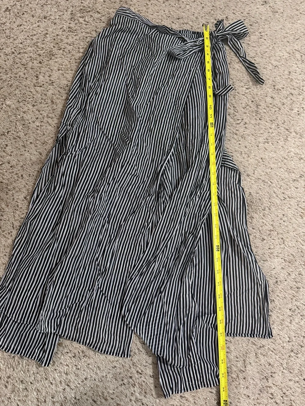 Zara Basic Striped High-Waist Wrap Pants